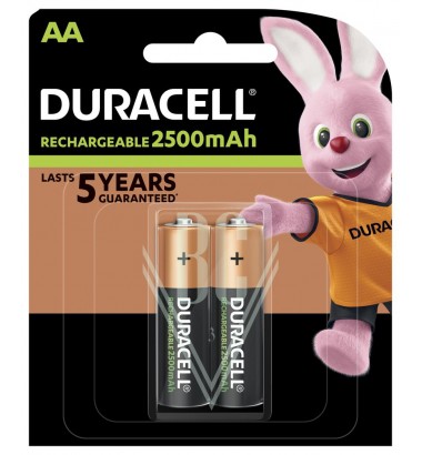 Duracell Rechargeable Battery AA Mignon HR06 2500mAh Ni-Mh, 2 Pack