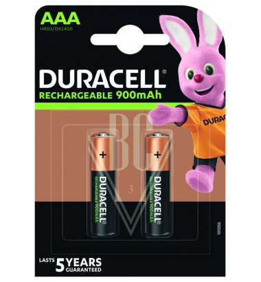 Duracell Rechargeable Battery AAA Micro HR03 900mAh Ni-Mh, 2 Pack