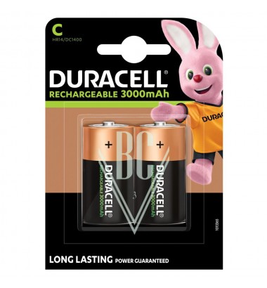 Duracell Rechargeable Battery C Baby HR14 3000mAh Ni-Mh, 2 Pack
