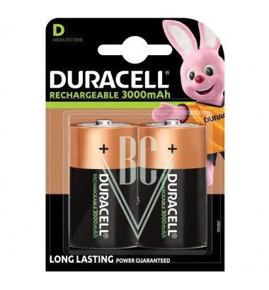 Duracell Rechargeable Battery D Mono HR20 3000mAh Ni-Mh, 2 Pack