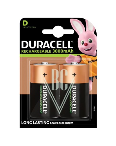 Duracell Rechargeable Battery D Mono HR20 3000mAh Ni-Mh, 2 Pack