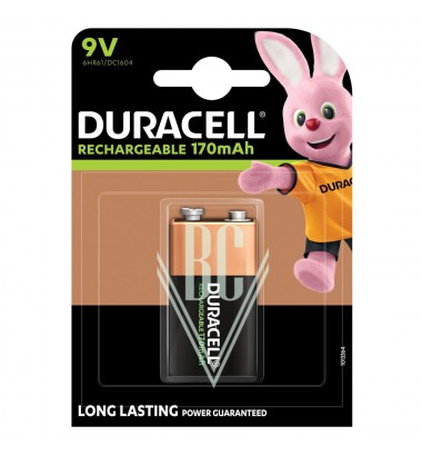 Duracell Rechargeable Battery 9V E-Block HR22 170mAh Ni-Mh, 1 Pack