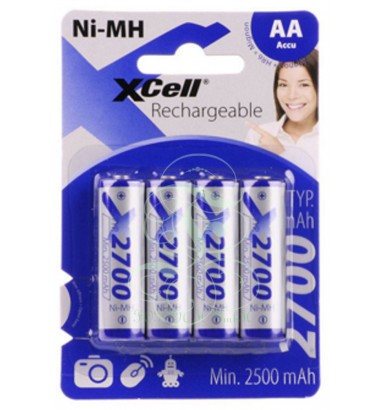 XCell Rechargeable Battery AA Mignon RC6 HR06 2700mAh Ni-Mh, 4 Pack