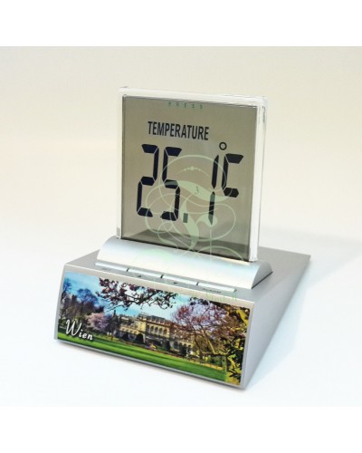 LCD Multifunktions Wecker im Wiener Stadtpark Motiv, mit Thermometer, Stoppuhr und Datumsfunktion; inkl. Hochleistungs Duracell Batterie