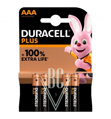Duracell Plus Battery AAA Micro LR03 MN2400, 4 Pack