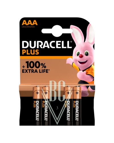 Duracell Plus Battery AAA Micro LR03 MN2400, 4 Pack