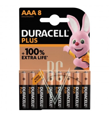 Duracell Plus Battery AAA Micro LR03 MN2400, 8 Pack