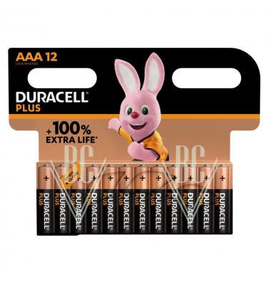 Duracell Plus Battery AAA Micro LR03 MN2400, 12 Pack