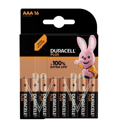 Duracell Plus Battery AAA Micro LR03 MN2400, 16 Pack