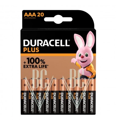 Duracell Plus Battery AAA Micro LR03 MN2400, 20 Pack