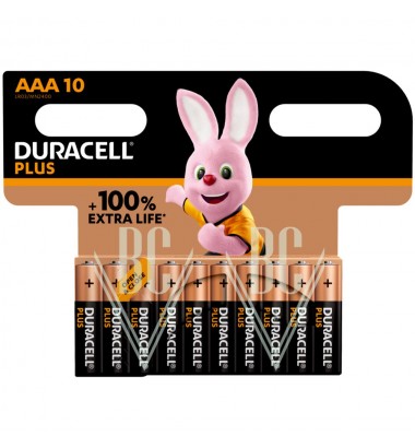 Duracell Plus Battery AAA Micro LR03 MN2400, 10 Pack