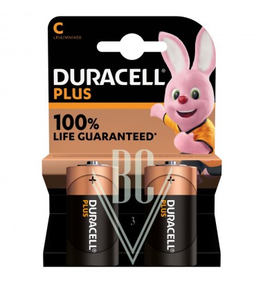 Duracell Plus Battery C Baby LR14 MN1400, 2 Pack