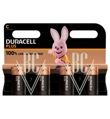 Duracell Plus Battery C Baby LR14 MN1400, 4 Pack