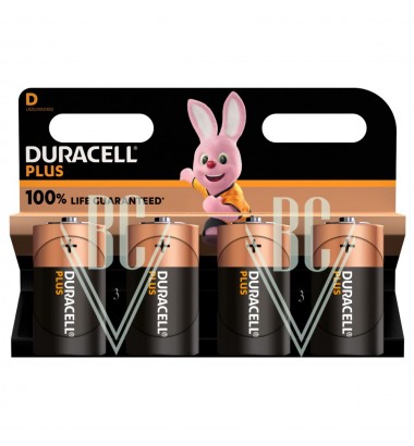 Duracell Plus Battery D Mono LR20 MN1300, 4 Pack