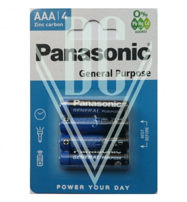 Panasonic General Purpose Battery AAA Micro R03 R03RZ, 4 Pack