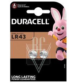 Duracell Buttoncell Battery LR43 301 386 AG12 183 , 2 Pack