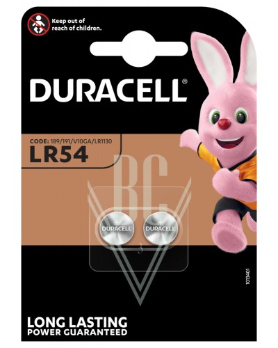 Duracell Buttoncell Battery LR54 389 390 AG10 LR1130, 2 Pack
