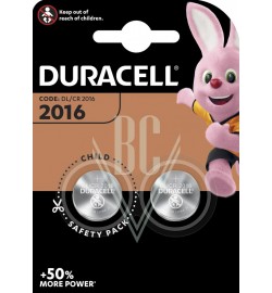 Duracell Knopfzellenbatterie 2016 CR2016 3V, 2er Pack