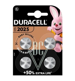 Duracell Coincell Battery 2025 CR2025 3V, 4 Pack