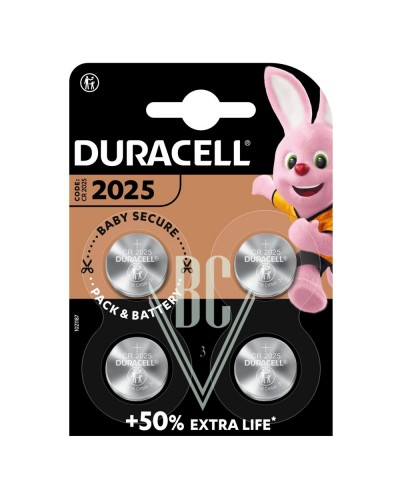 Duracell Knopfzellenbatterie 2025 CR2025 3V, 4er Pack