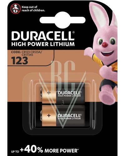Duracell Fotobatterie CR123 CR17345 3V, 2er Pack