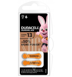 Duracell Hearing Aid Battery DA13 PR13 PR48 1,4V, 6 Pack