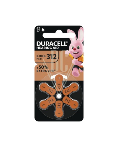 Duracell Hörgerätebatterien DA312 PR312 PR41 1,4V, 6er Pack