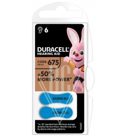 Duracell Hearing Aid Battery DA675 PR675 PR44 1,4V, 6 Pack