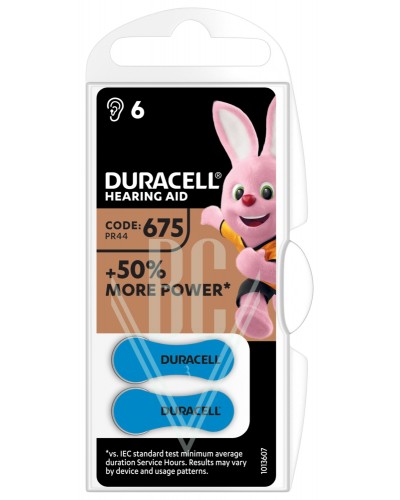 Duracell Hearing Aid Battery DA675 PR675 PR44 1,4V, 6 Pack