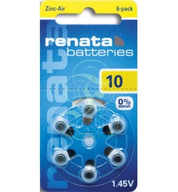 Renata Hearing Aid Battery ZA10 PR10 PR70 1,4V, 6 Pack