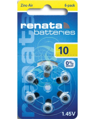 Renata Hearing Aid Battery ZA10 PR10 PR70 1,4V, 6 Pack