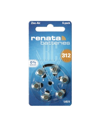 Renata Hörgerätebatterien ZA312 PR312 PR41 1,4V, 6er Pack