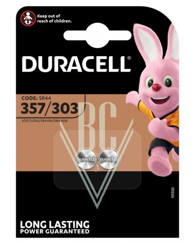 Duracell Watch Battery 357/303 SR44 SR1154 SG13 LR44, 2 Pack
