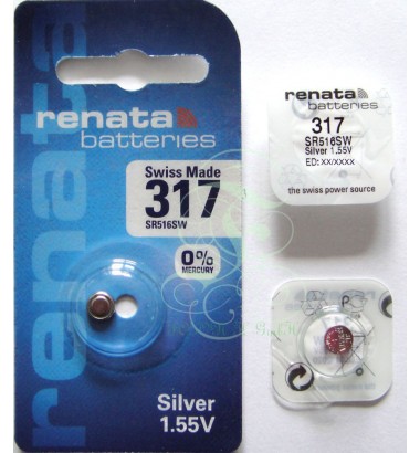 Renata Watch Battery 317 SR62 SR62SW SR516SW LR62, 1 Pack