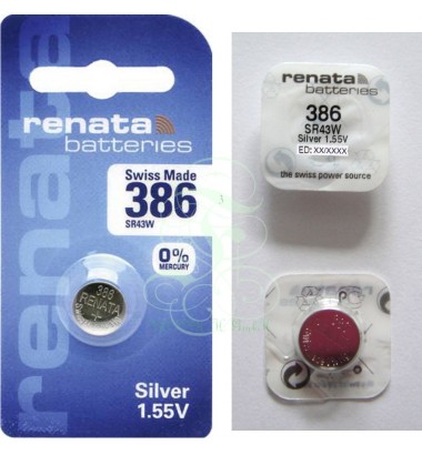 Renata Watch Battery 386 SR43W SR1142W SG12 LR43, 1 Pack
