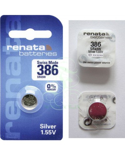 Renata Uhrenbatterie 386 SR43W SR1142W SG12 LR43, 1er Pack