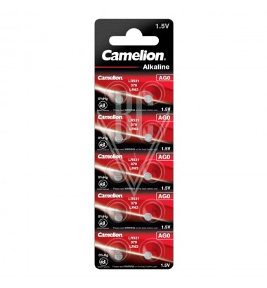 Camelion Buttoncell Battery AG0 LR63 LR521 379, 10 Pack