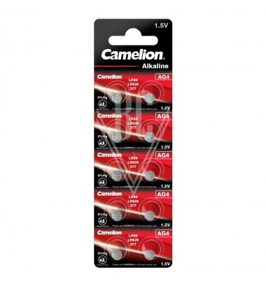 Camelion Buttoncell Battery AG4 LR66 LR626 376 377, 10 Pack