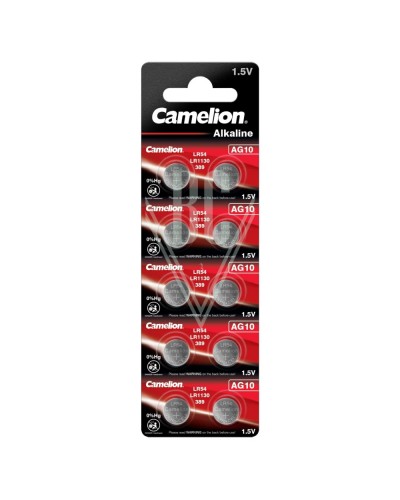 Camelion Buttoncell Battery AG10 LR54 LR1131 389 390, 10 Pack