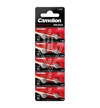 Camelion Buttoncell Battery AG11 LR58 LR721 361 362, 10 Pack