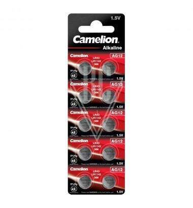 Camelion Buttoncell Battery AG12 LR43 LR1142 301 386, 10 Pack