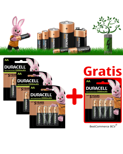 PROMOTION 3 x 4 Pack Duracell Rechargeable Battery AA 2500mAh + FREE 4 Pack AA 2500mAh