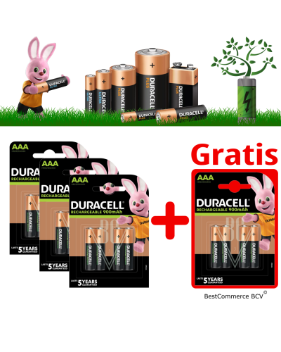 PROMOTION 3 x 4 Pack Duracell Rechargeable Battery AAA 900mAh + FREE 4 Pack AAA 900mAh