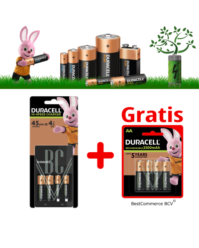 PROMOTION 1 x Duracell Charger CEF14 Set + FREE 4 Pack AA 2500mAh