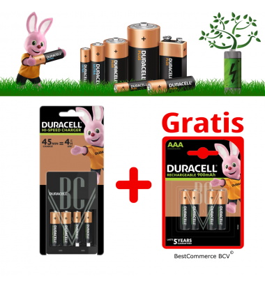 PROMOTION 1 x Duracell Charger CEF14 Set + FREE 4 Pack AAA 900mAh
