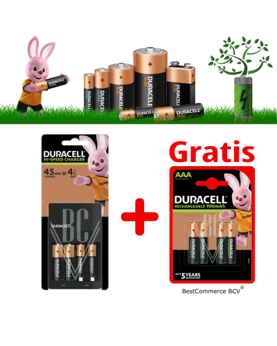 PROMOTION 1 x Duracell Charger CEF14 Set + FREE 4 Pack AAA 900mAh